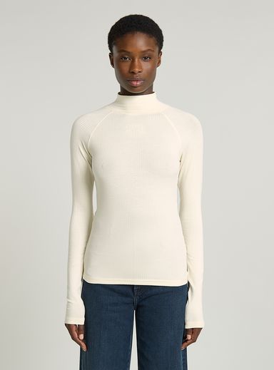 Logo Slim Rib Mock Top
